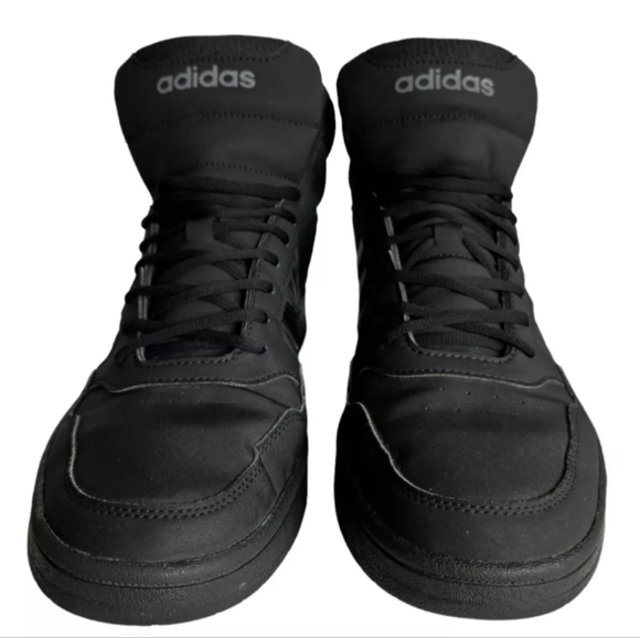 Adidas Hoops 3.0 Triple Black Mid Top Basketball Shoes Size 5 Like New MSRP $75 - Picture 1 of 6
